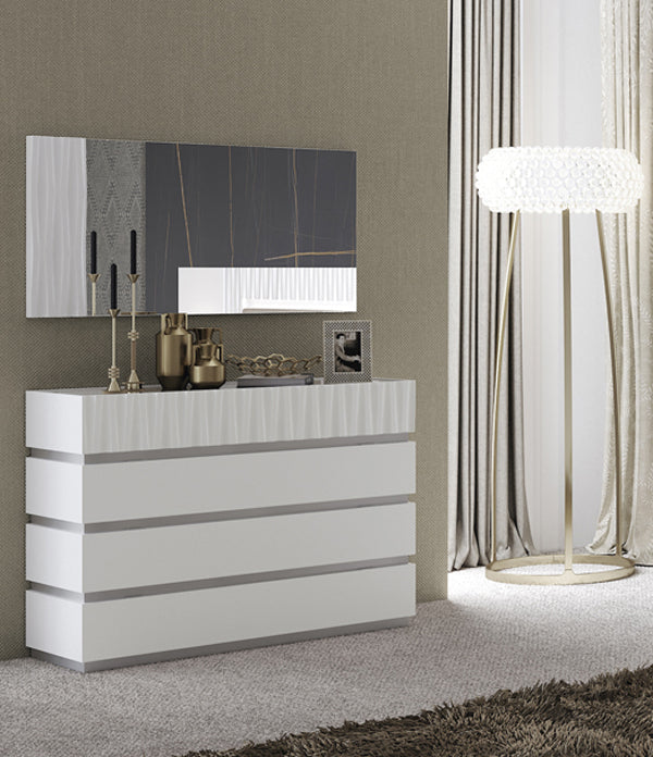 ESF Furniture - Marina Single Dresser with Mirror in White - MARINADDRESSER-MIRROR-WH