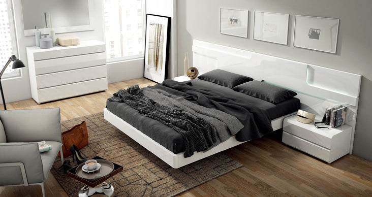 ESF Furniture - Sara 5 Piece Bedroom Queen wit Storage Bed Set in Glossy White - SARASTORAGEKITQ.S-5SET