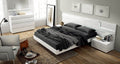 ESF Furniture - Sara 3 Piece Bedroom Queen with Storage Bed Set in Glossy White - SARASTORAGEKITQ.S-3SET