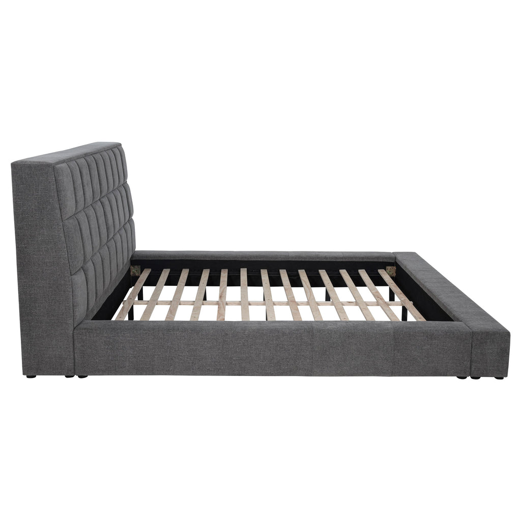 Dreux Upholstered Eastern King Panel Platform Bed Cream