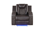 Galaxy Home Benz LED & Power Recliner Chair in Brown