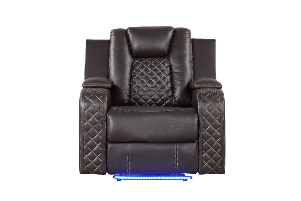 Galaxy Home Benz LED & Power Recliner Chair in Brown