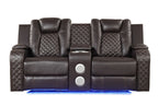 Galaxy Home Benz LED & Power Reclining Loveseat in Brown