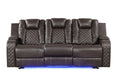 Galaxy Home Benz LED & Power Reclining Sofa in Brown
