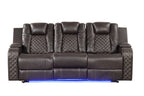 Galaxy Home Benz LED & Power Reclining Sofa in Brown