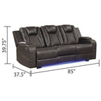 Galaxy Home Benz LED & Power Reclining Sofa in Brown