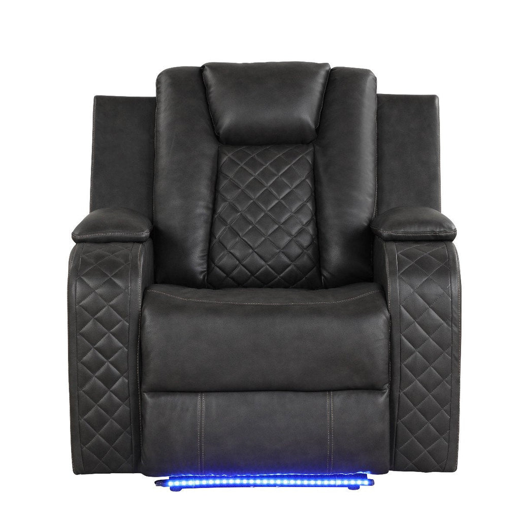 Galaxy Home Benz LED & Power Recliner Chair in Gray