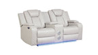 Galaxy Home Benz LED & Power Reclining Loveseat in Ice/ White