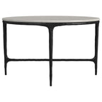 Hermas Round Genuine Marble Top Metal Coffee Table White