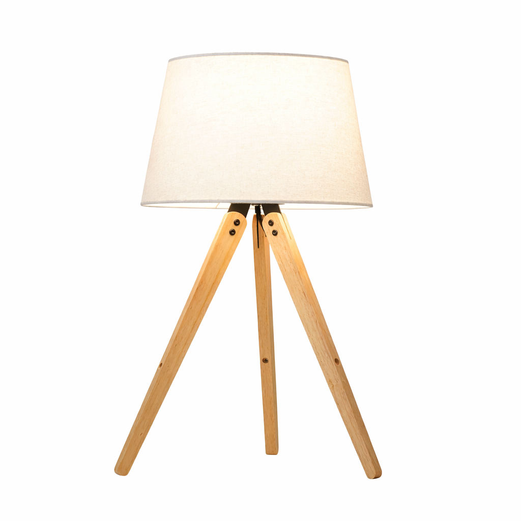 Birch Three Legged Wooden Bar Table Lamp - Natural