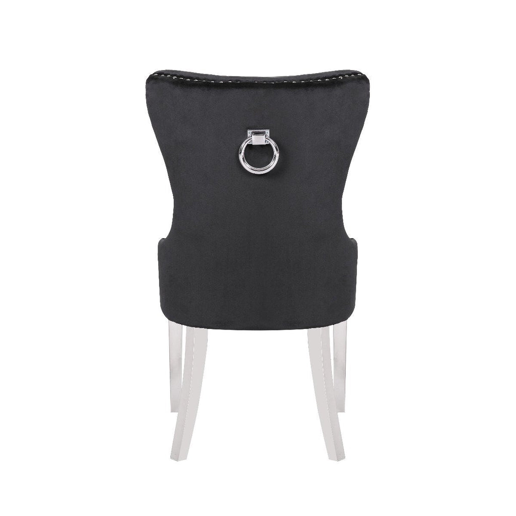 Galaxy Home Erica Stainless Steel Legs Dining Chair (Set of 2) in Black