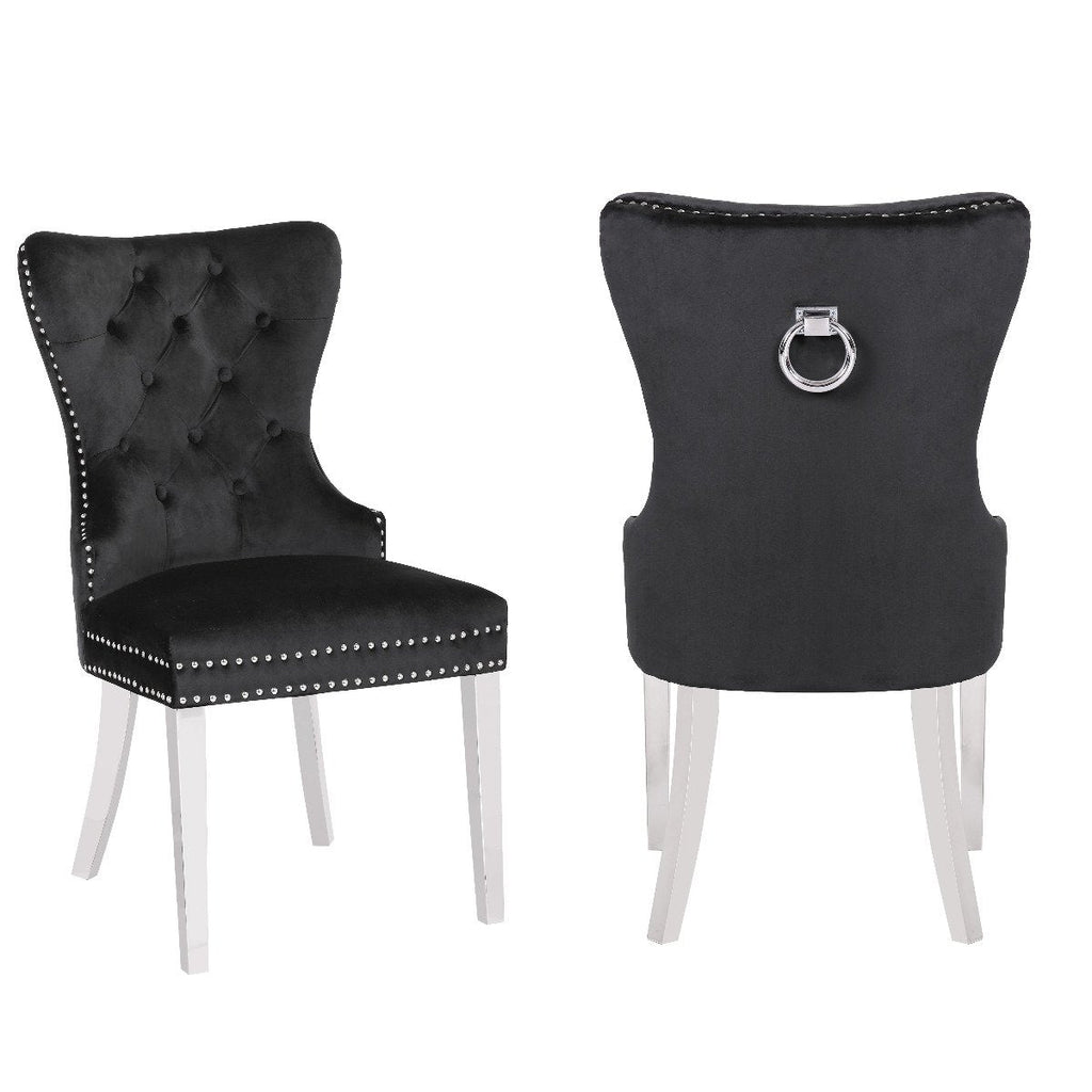 Galaxy Home Erica Stainless Steel Legs Dining Chair (Set of 2) in Black
