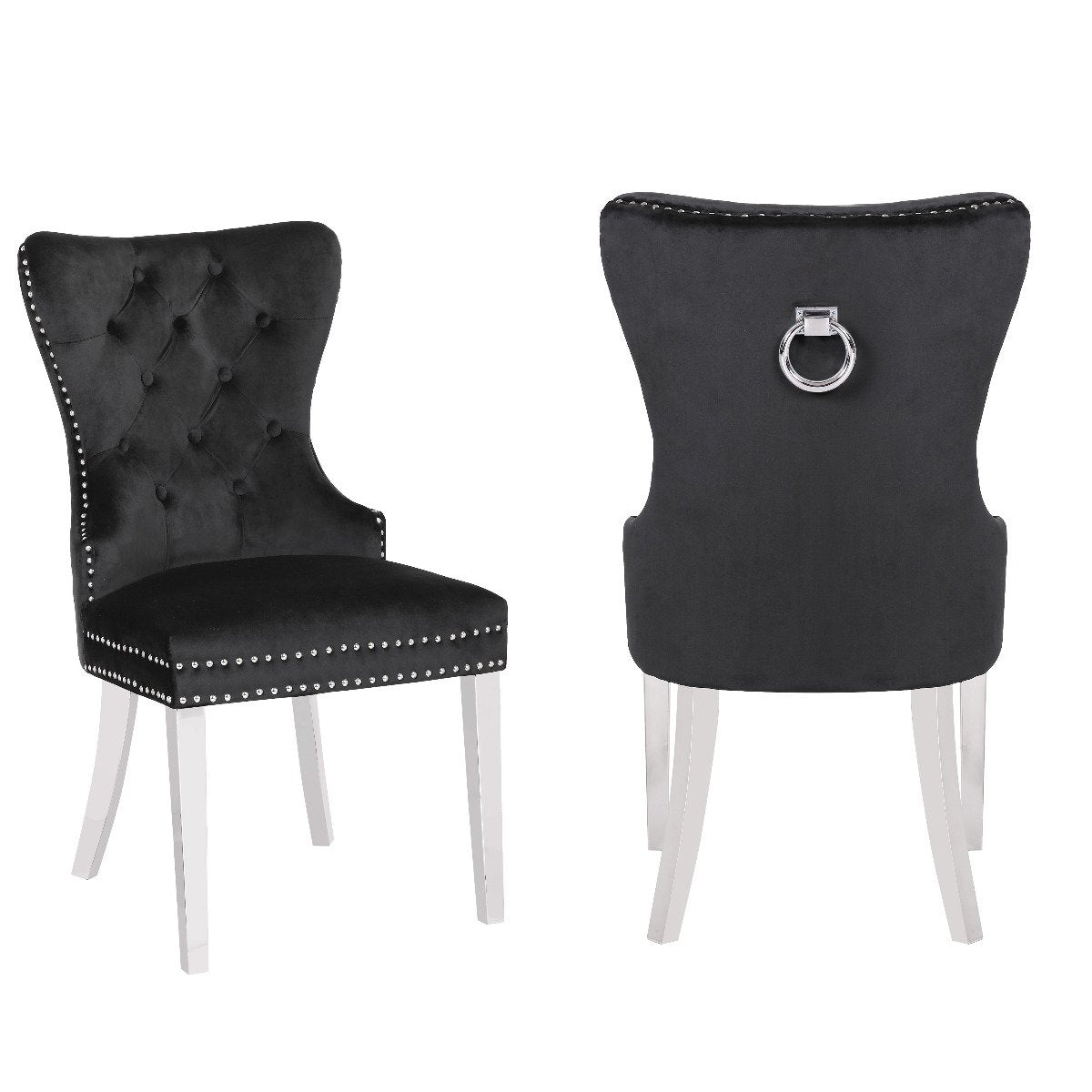 Galaxy Home Erica Stainless Steel Legs Dining Chair (Set of 2) in Black