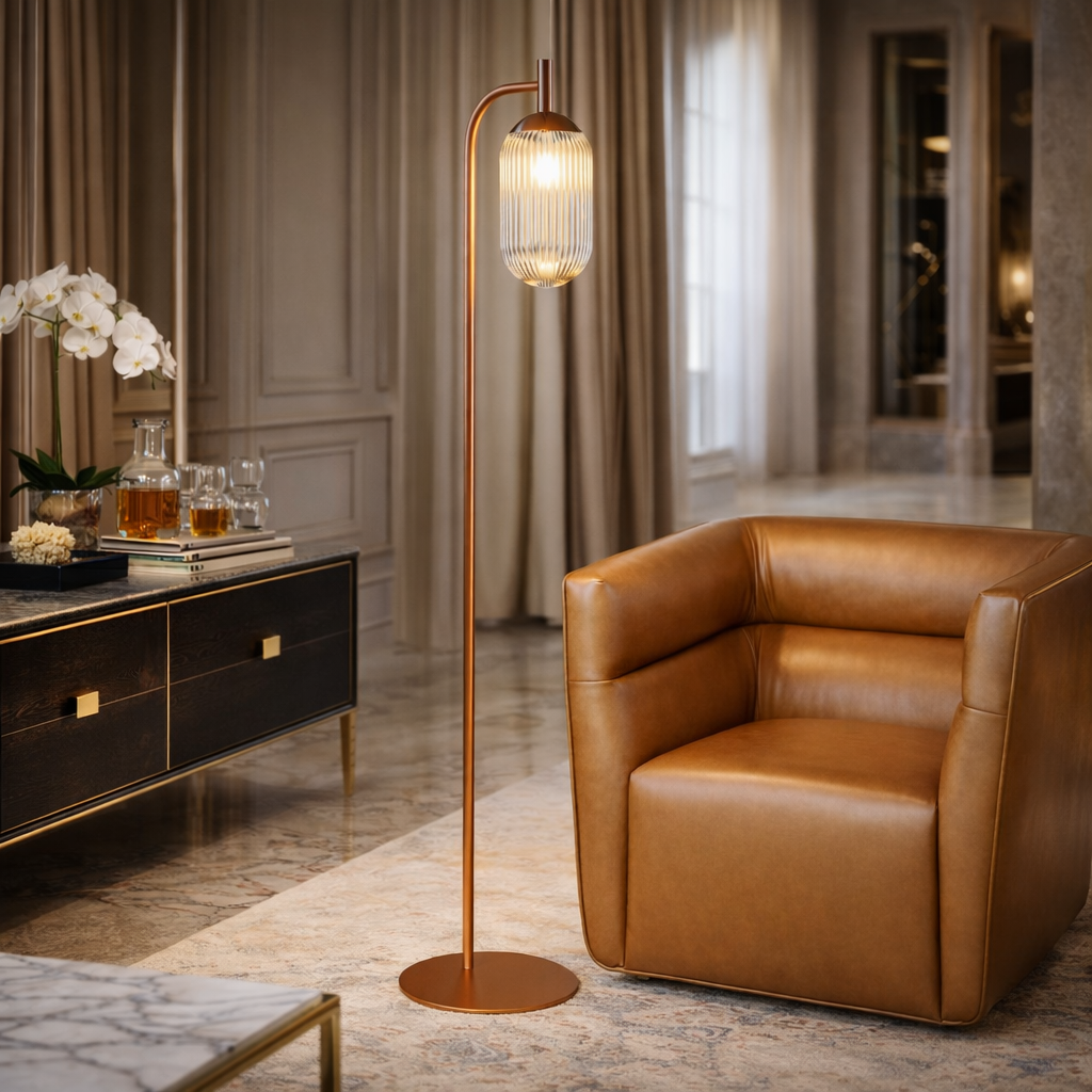 Vela Floor Lamp Bronze and Clear