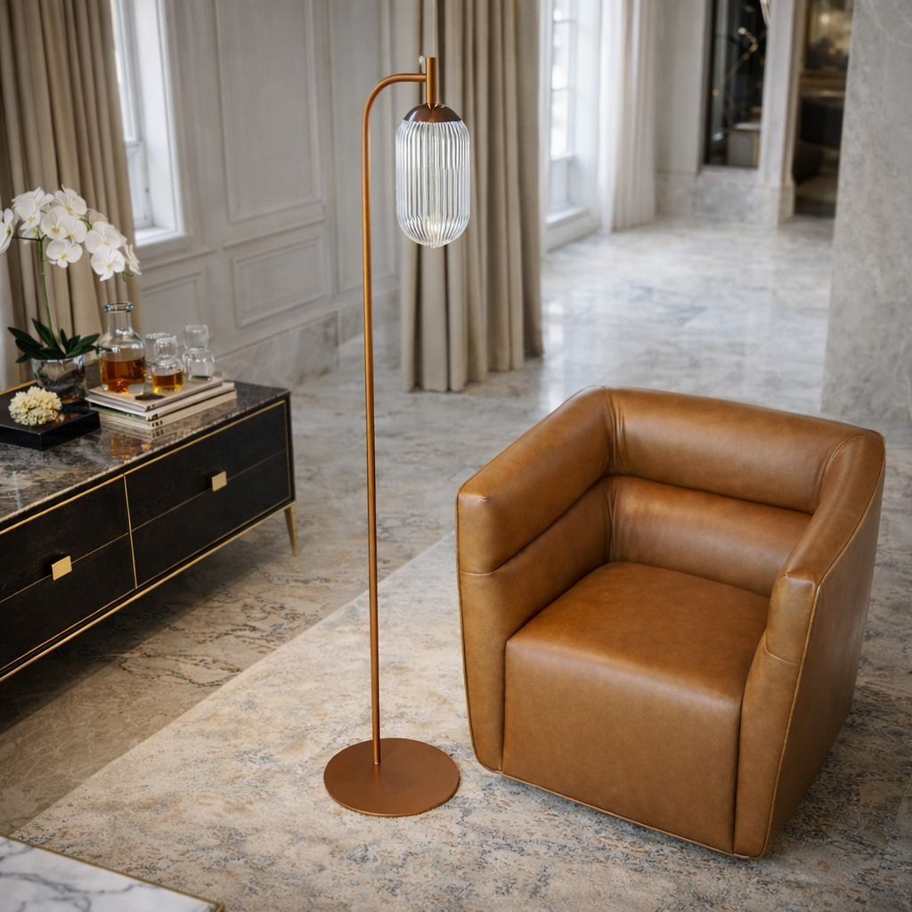 Vela Floor Lamp Bronze and Clear