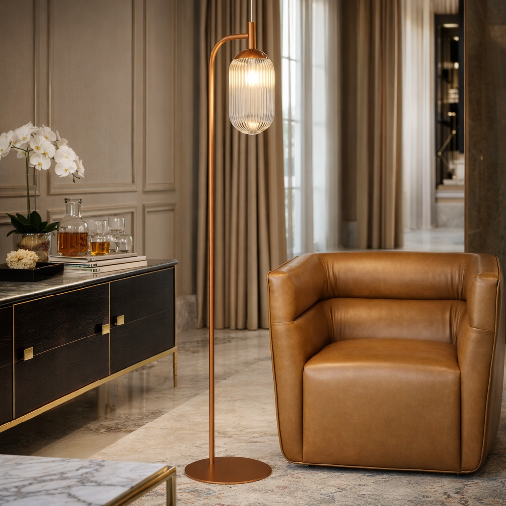 Vela Floor Lamp Bronze and Clear