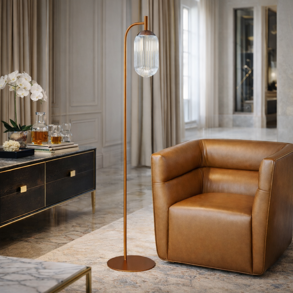Vela Floor Lamp Bronze and Clear