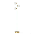 Brilliance Modern Gold Brush Floor Lamp, Opal Glass Shades and Round Metal Base