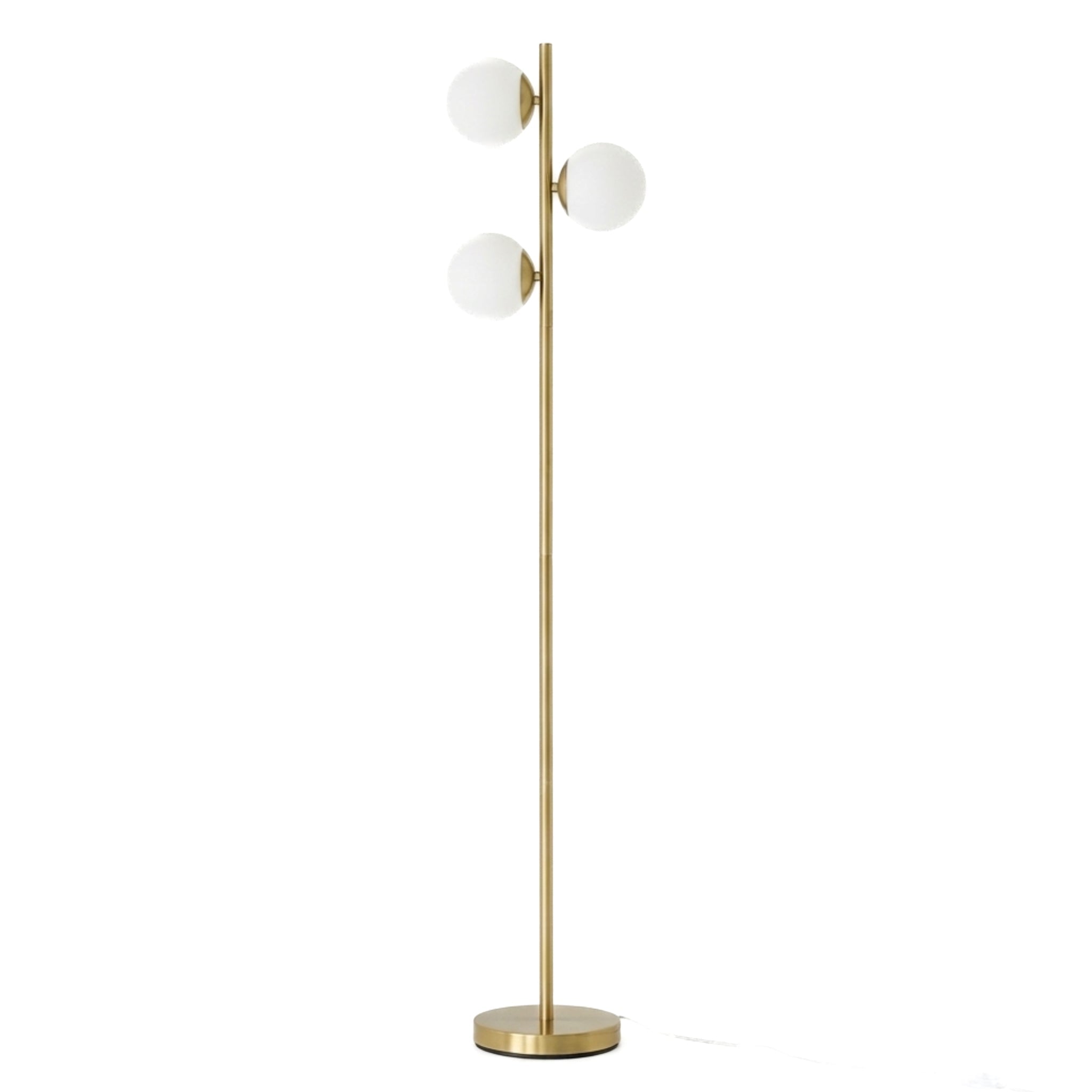 Brilliance Modern Gold Brush Floor Lamp, Opal Glass Shades and Round Metal Base