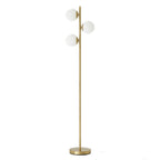 Brilliance Modern Gold Brush Floor Lamp, Opal Glass Shades and Round Metal Base