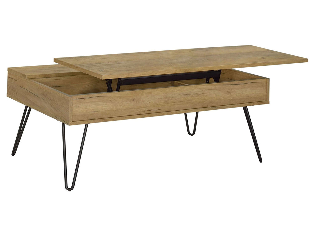 Fanning Engineered Wood Lift Top Coffee Table Golden Oak