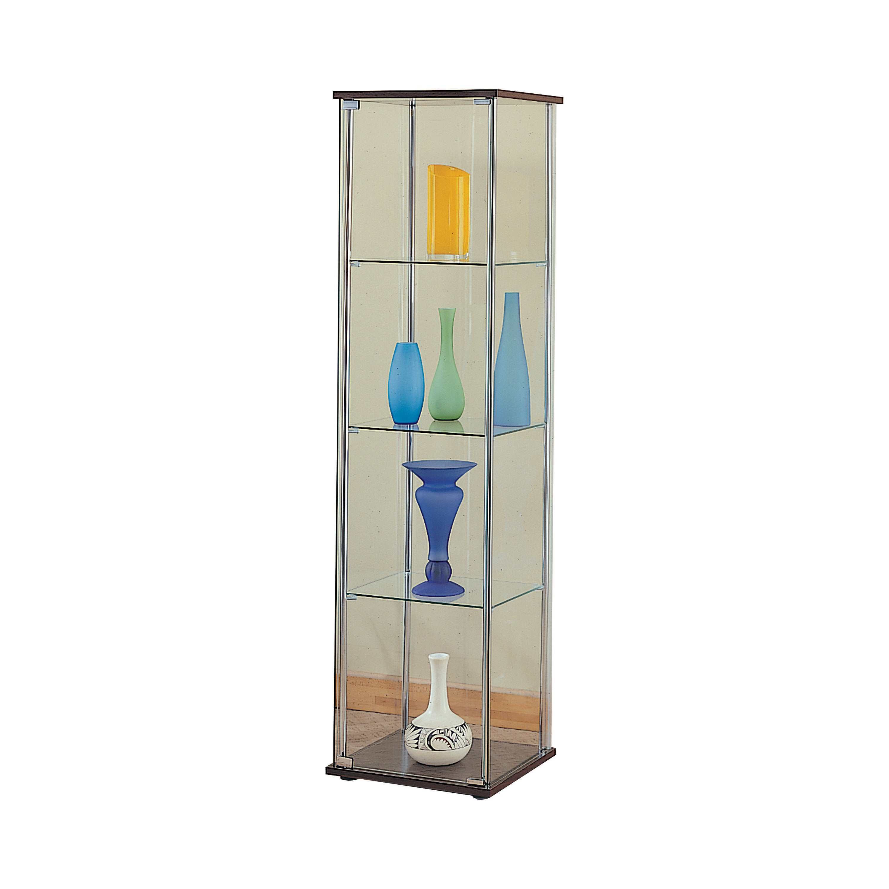 Bellatrix 3-shelf Clear Glass Curio Cabinet Cappuccino