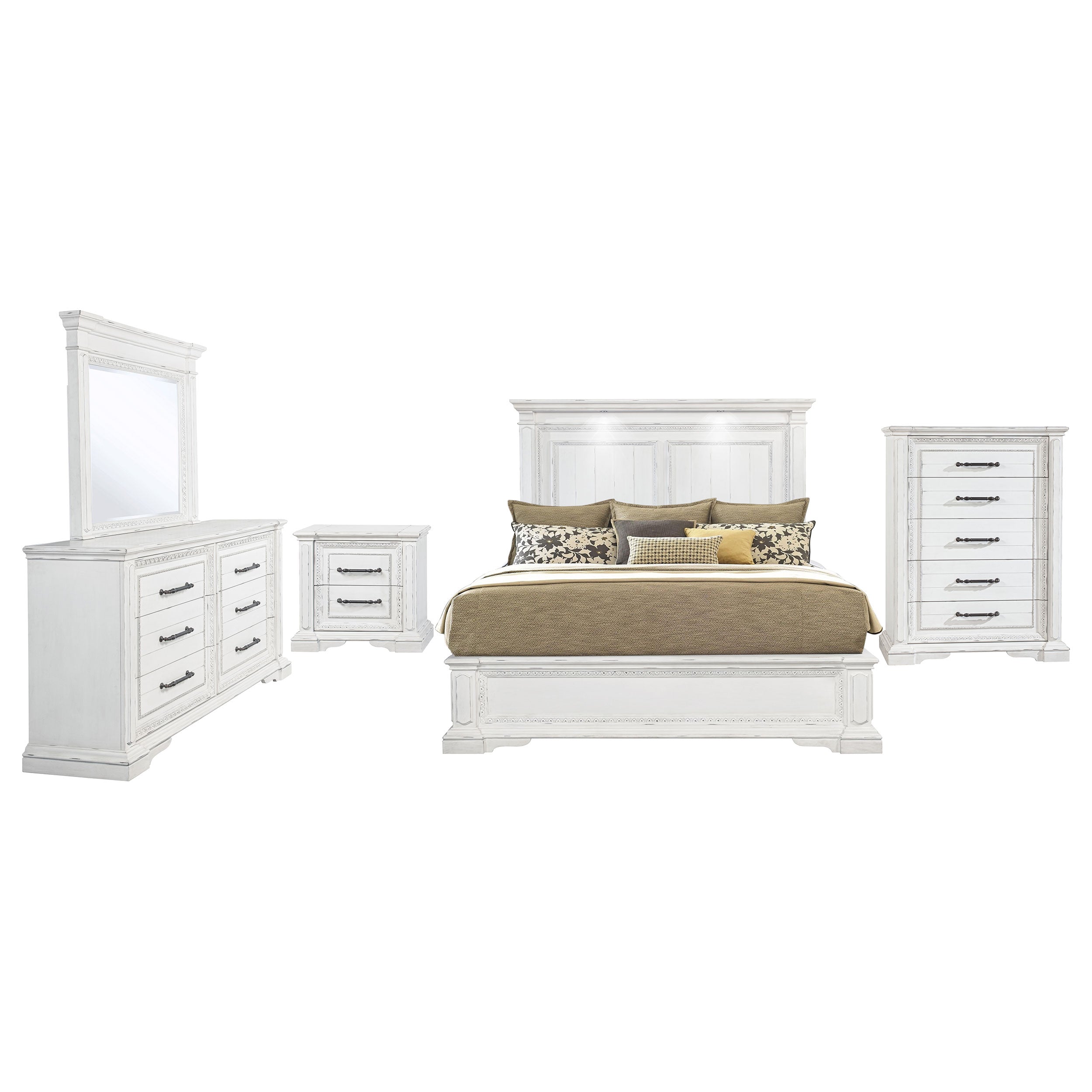 McKinney 4-piece Eastern King Bedroom Set Vintage White