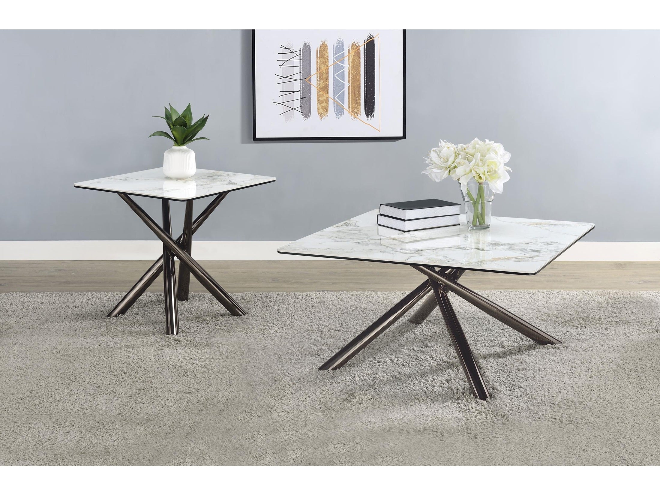 Carvell Square Sintered Stone Top Coffee Table Mirage White