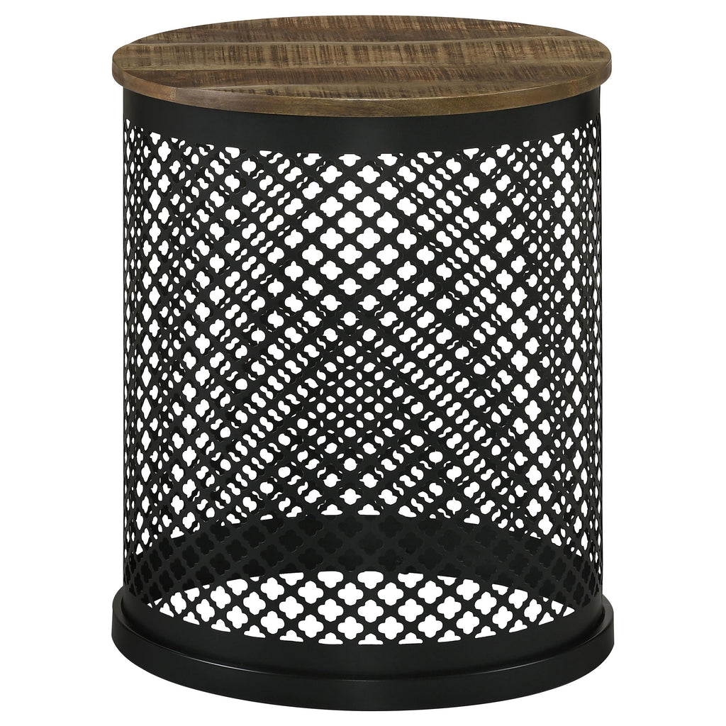 Yaritza Round Mango Wood Coffee Table Natural and Gunmetal