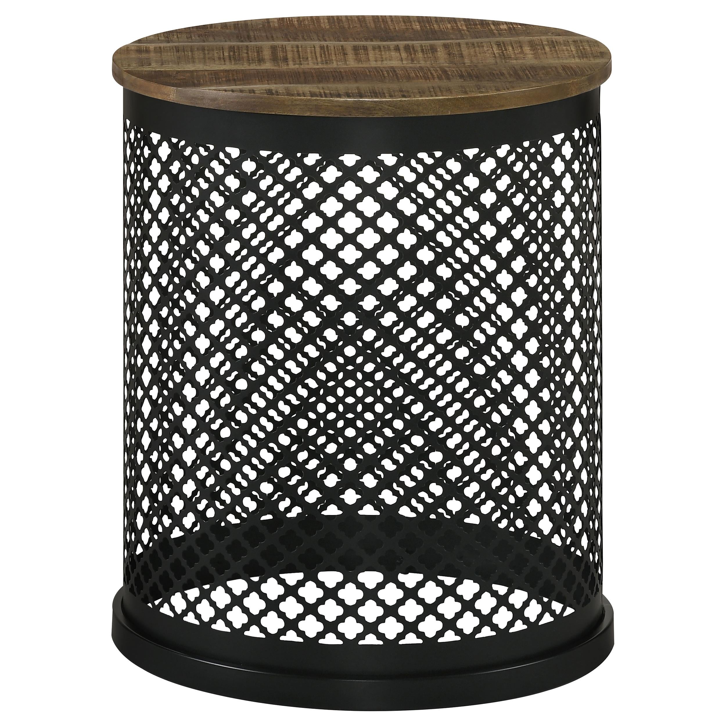 Yaritza Round Mango Wood Coffee Table Natural and Gunmetal