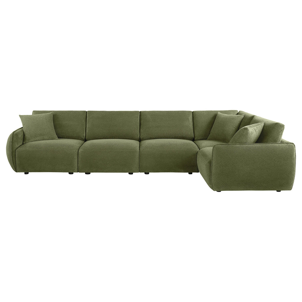 Elysia 6-piece Chenille Upholstered Modular Sectional Sofa Green