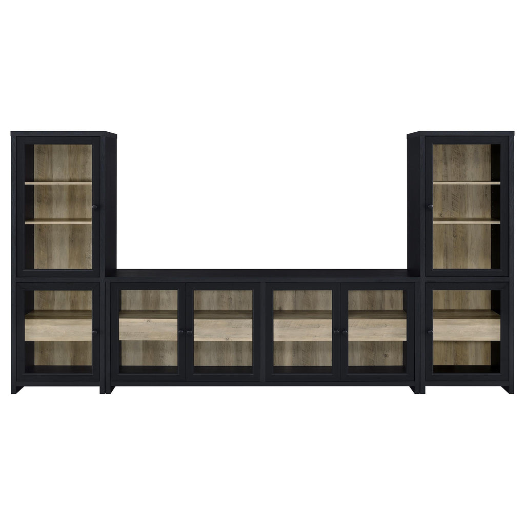 Denison 79-inch 4-door TV Stand Media Console Black