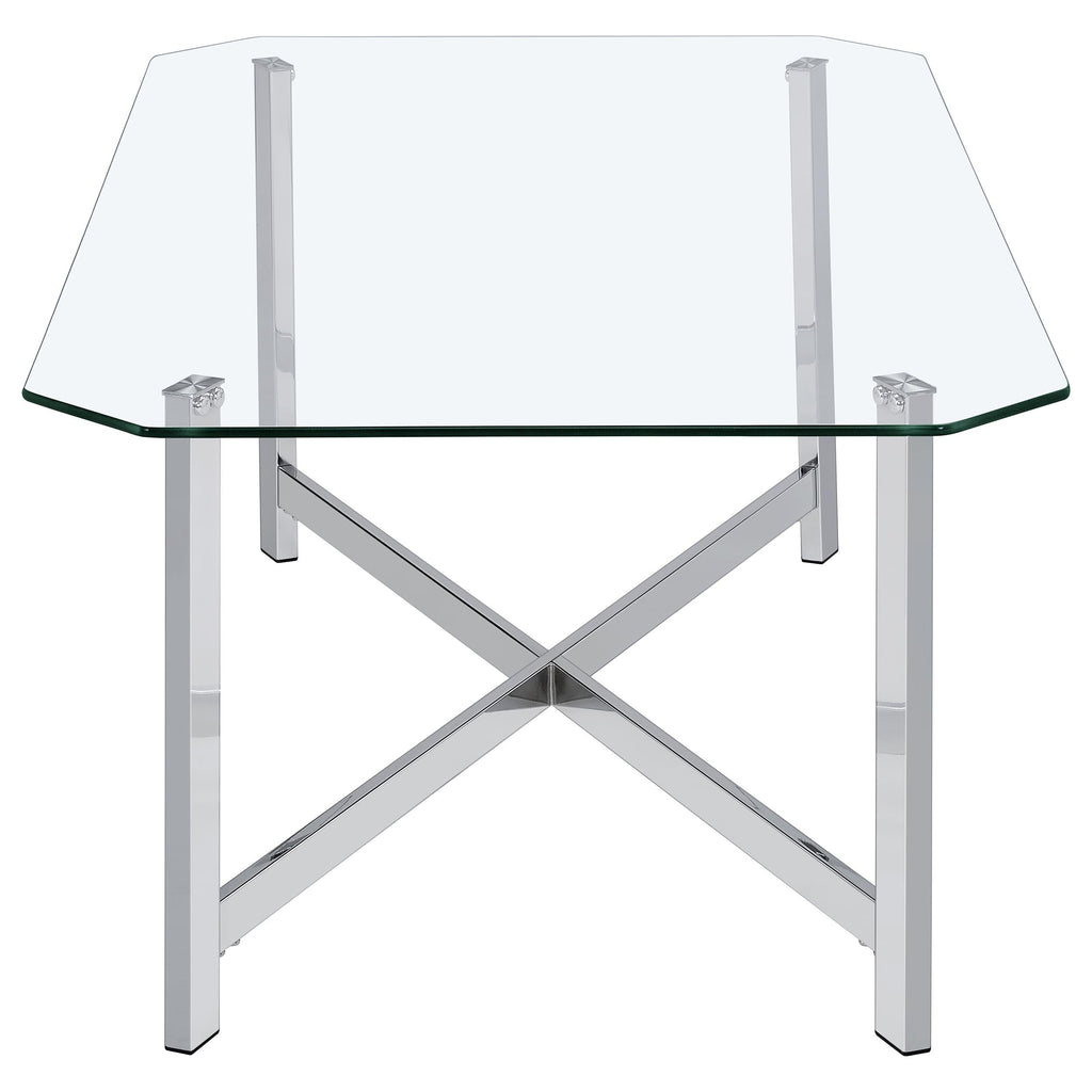 Cronin Rectangular Tempered Glass Top Cocktail Coffee Table Chrome