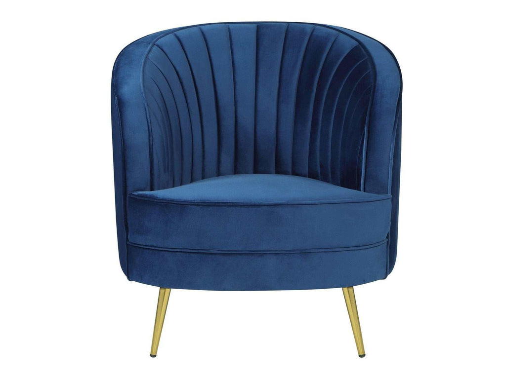 Sophia Upholstered Channel Tufted Barrel Accent Chair Blue