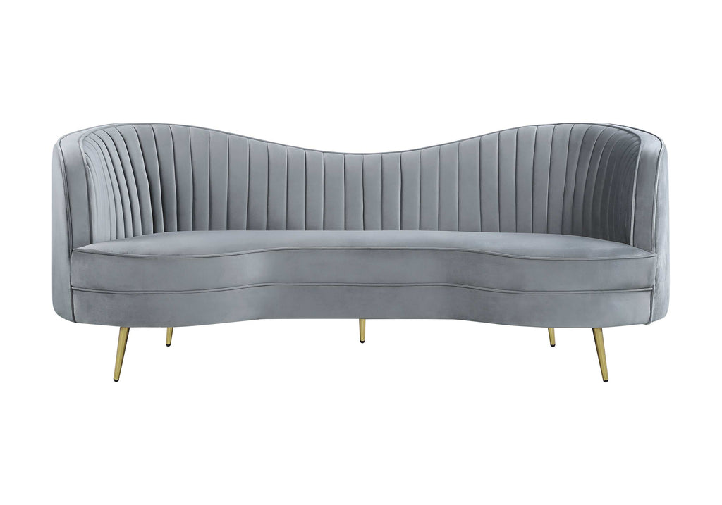 Sophia 2-piece Upholstered Channel Tufted Sofa Set Grey
