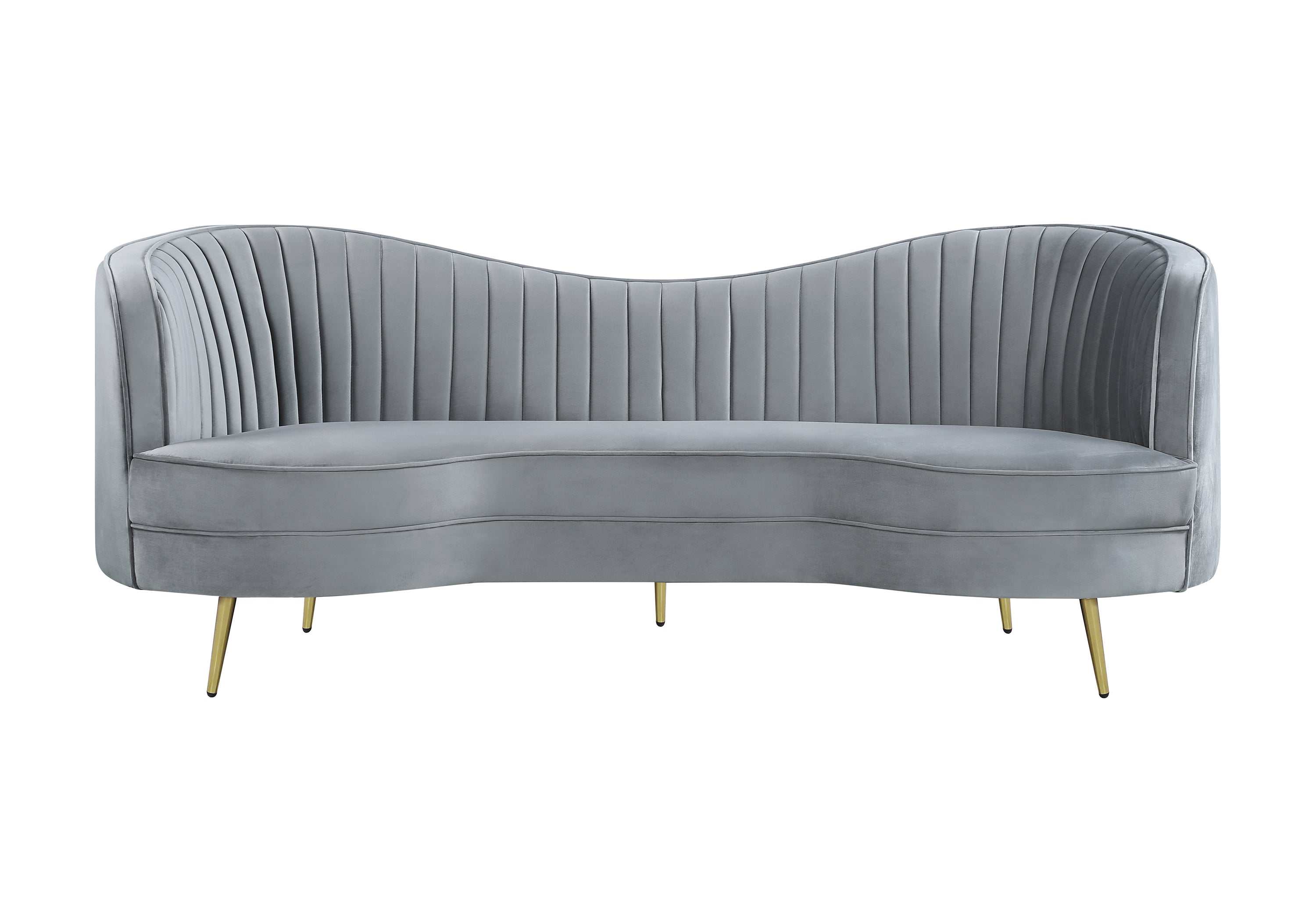 Sophia 2-piece Upholstered Channel Tufted Sofa Set Grey