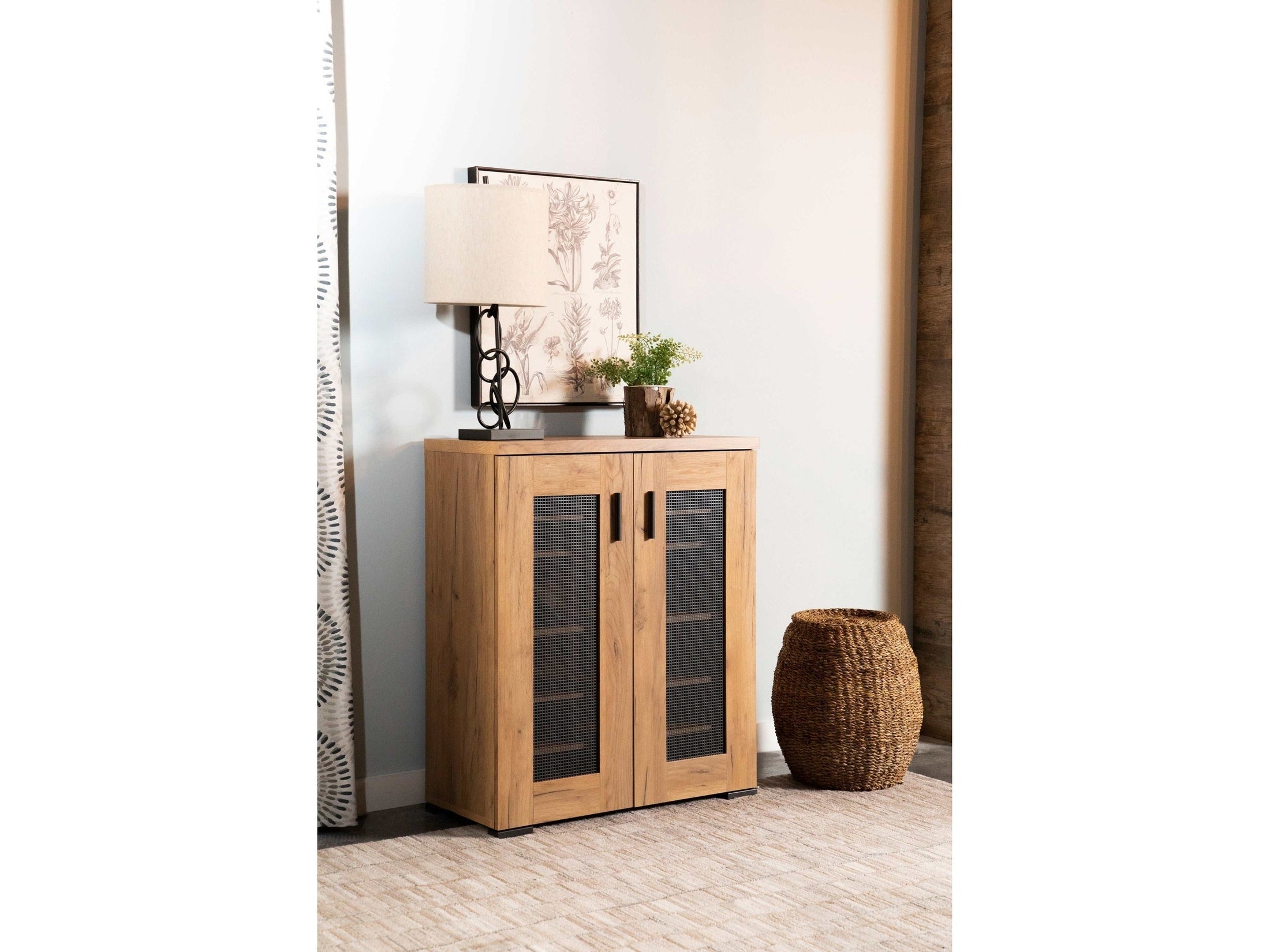 Bristol 6-shelf Engineered Wood Shoe Cabinet Golden Oak