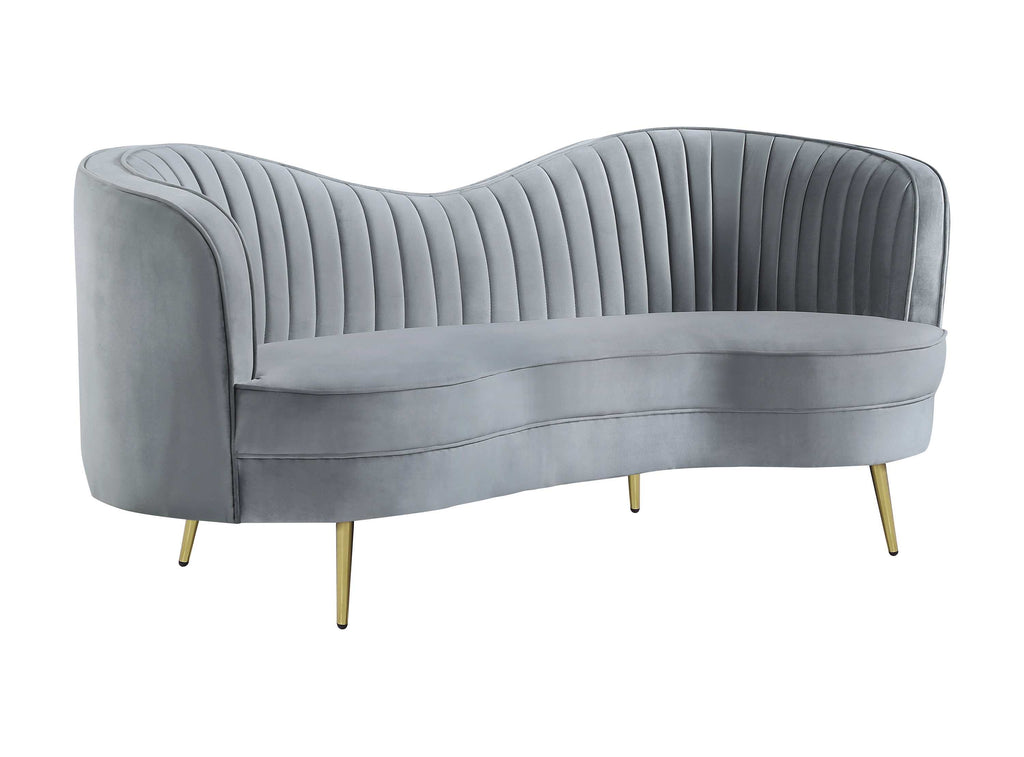 Sophia 2-piece Upholstered Channel Tufted Sofa Set Grey