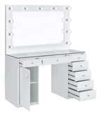 Acena 7-drawer Vanity Set with Lighting White High Gloss