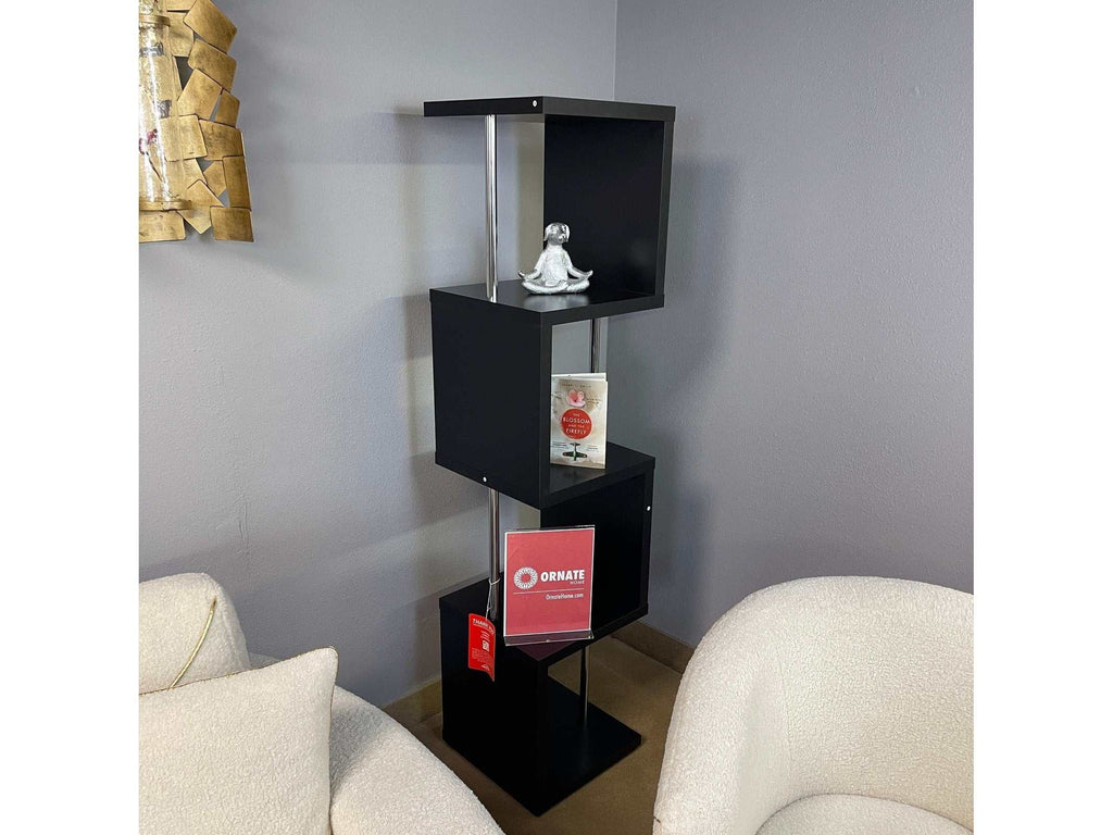 Baxter 67-inch 4-shelf Bookshelf White and Chrome
