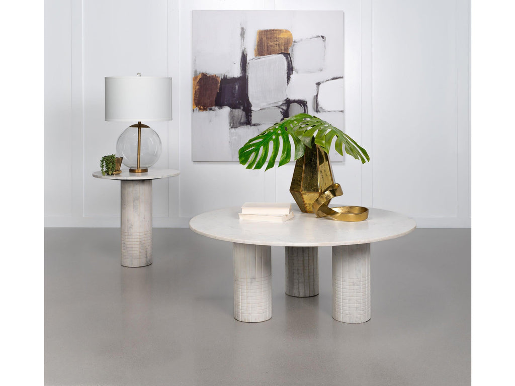 Astoria Round Genuine Marble Coffee Table White