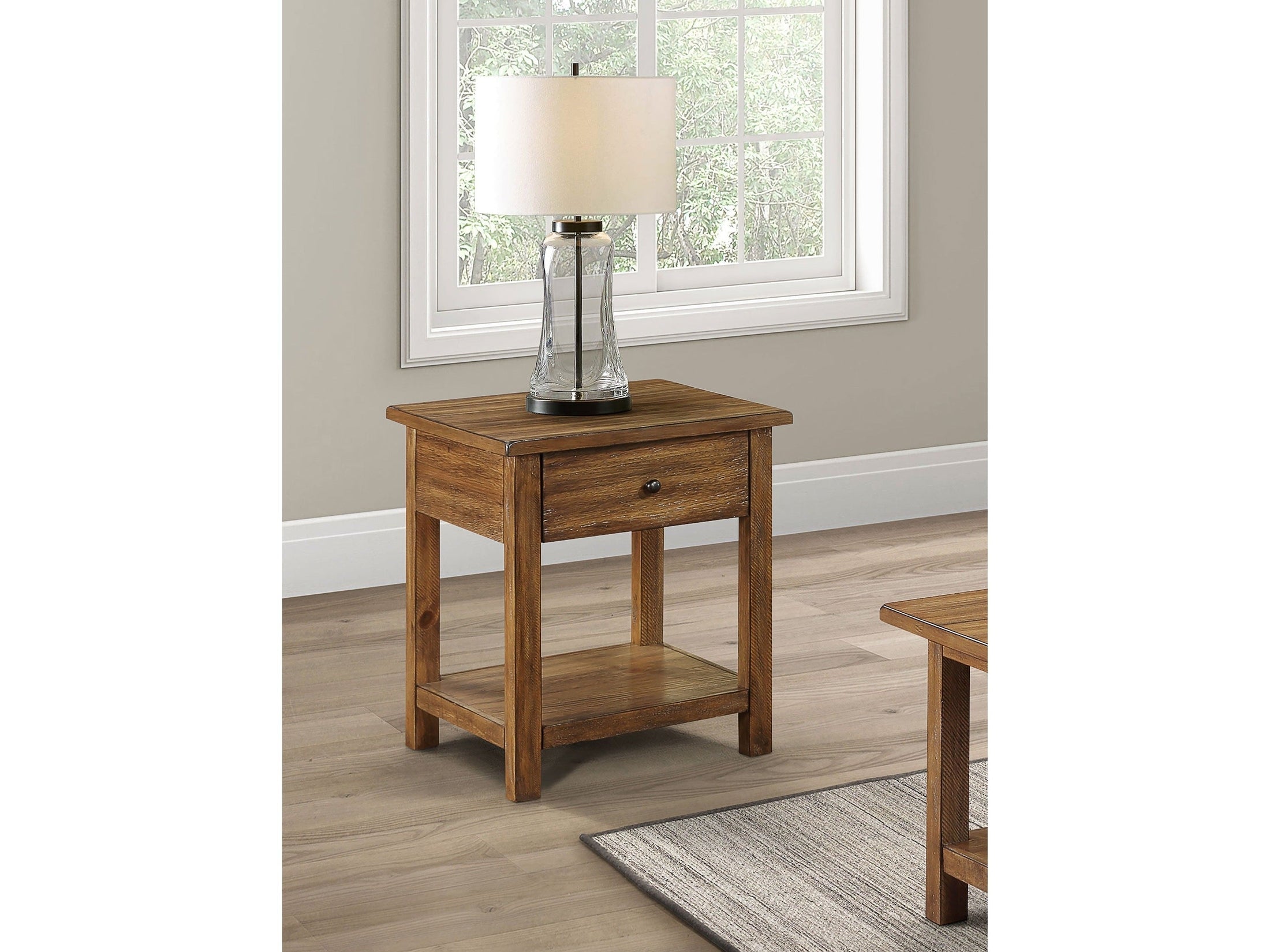 Payne 1-drawer Wood End Table with Shelf Distressed Brown