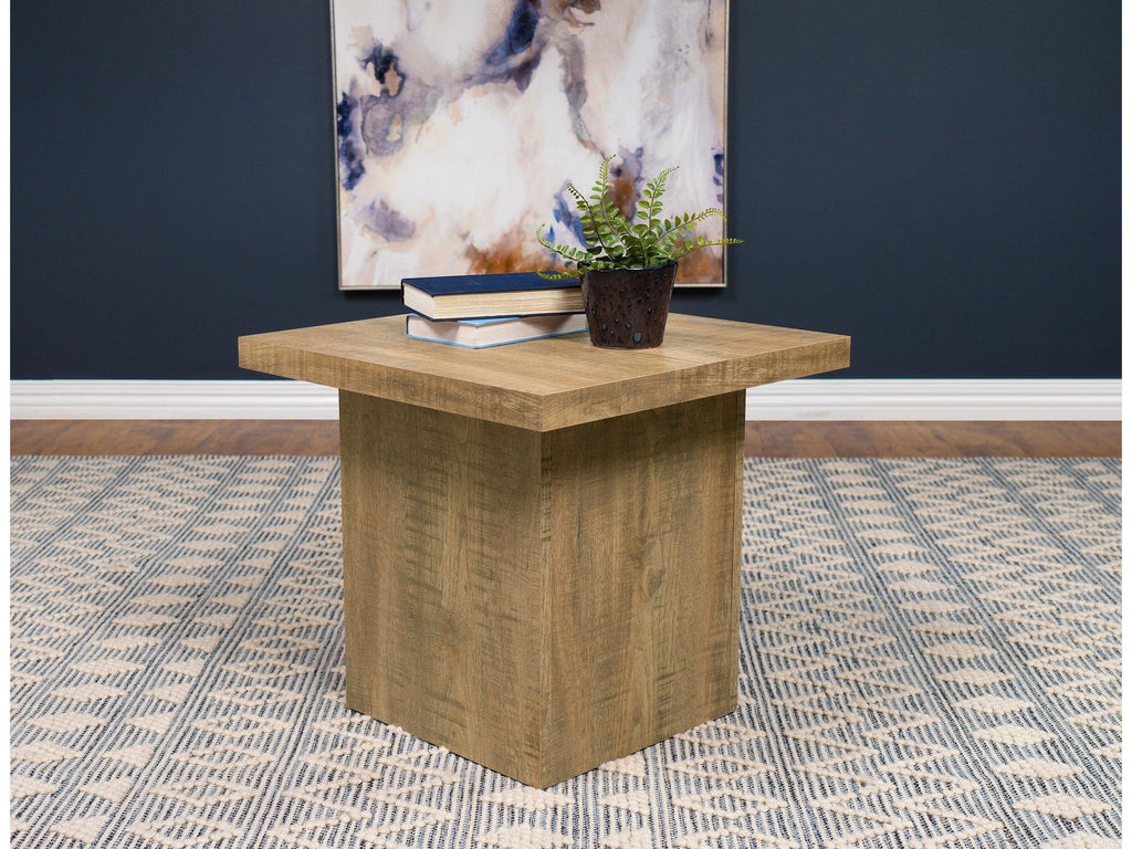 Devar Square Engineered Wood End Table Mango Brown