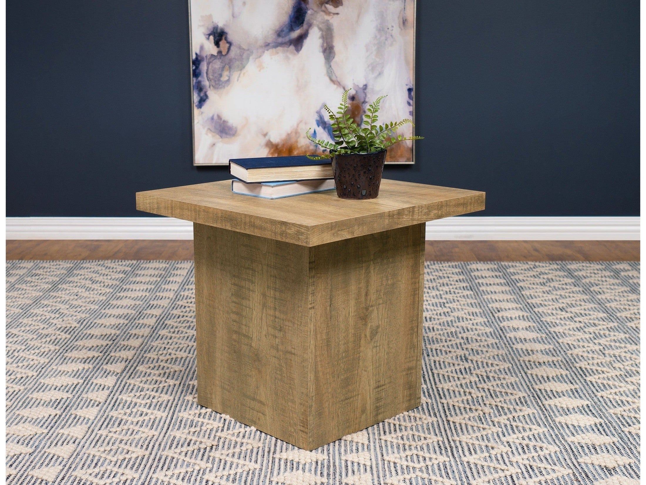 Devar Square Engineered Wood End Table Mango Brown