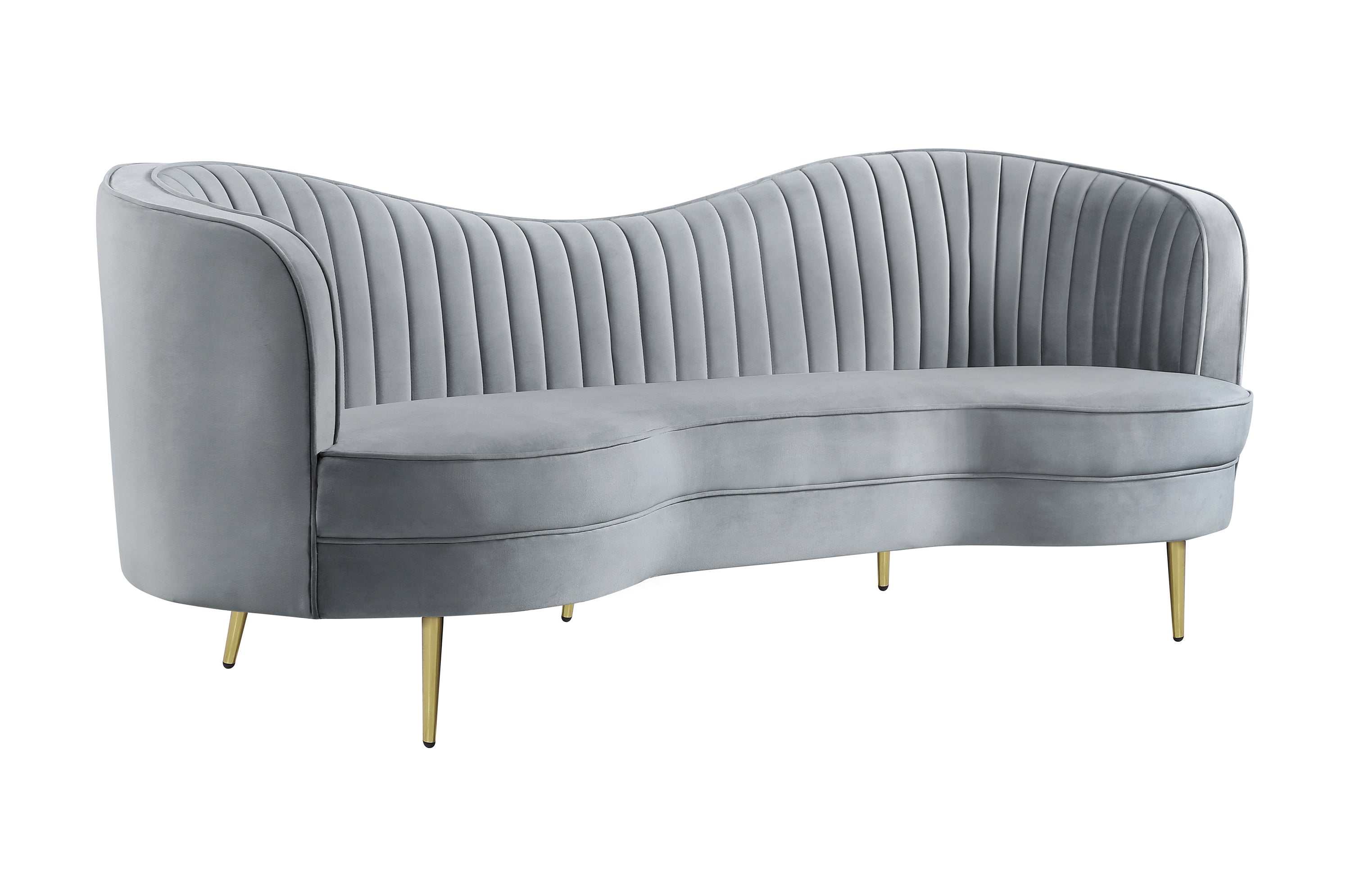 Sophia 2-piece Upholstered Channel Tufted Sofa Set Grey