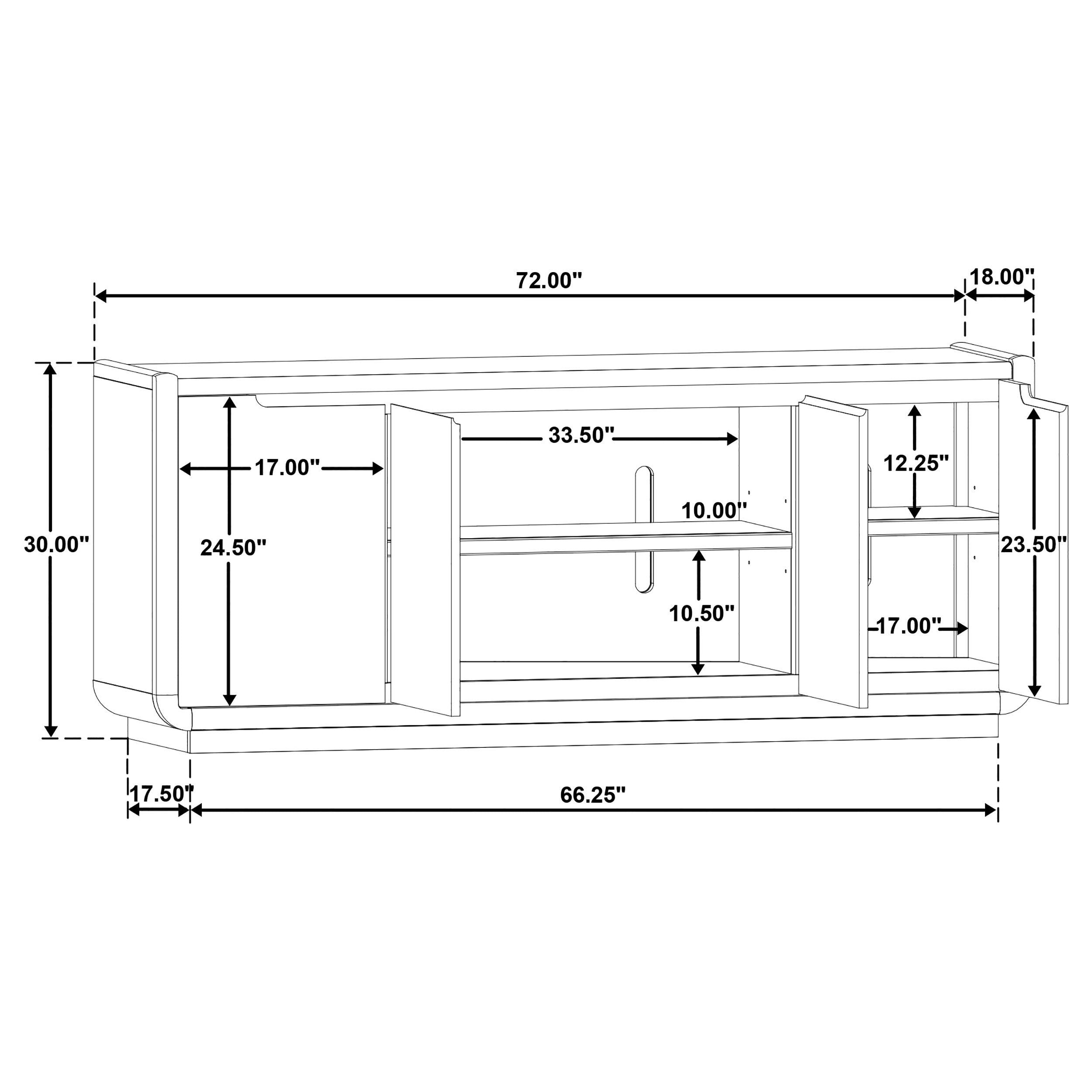 Leandro 72-inch 4-door TV Stand Media Console Burnished Black