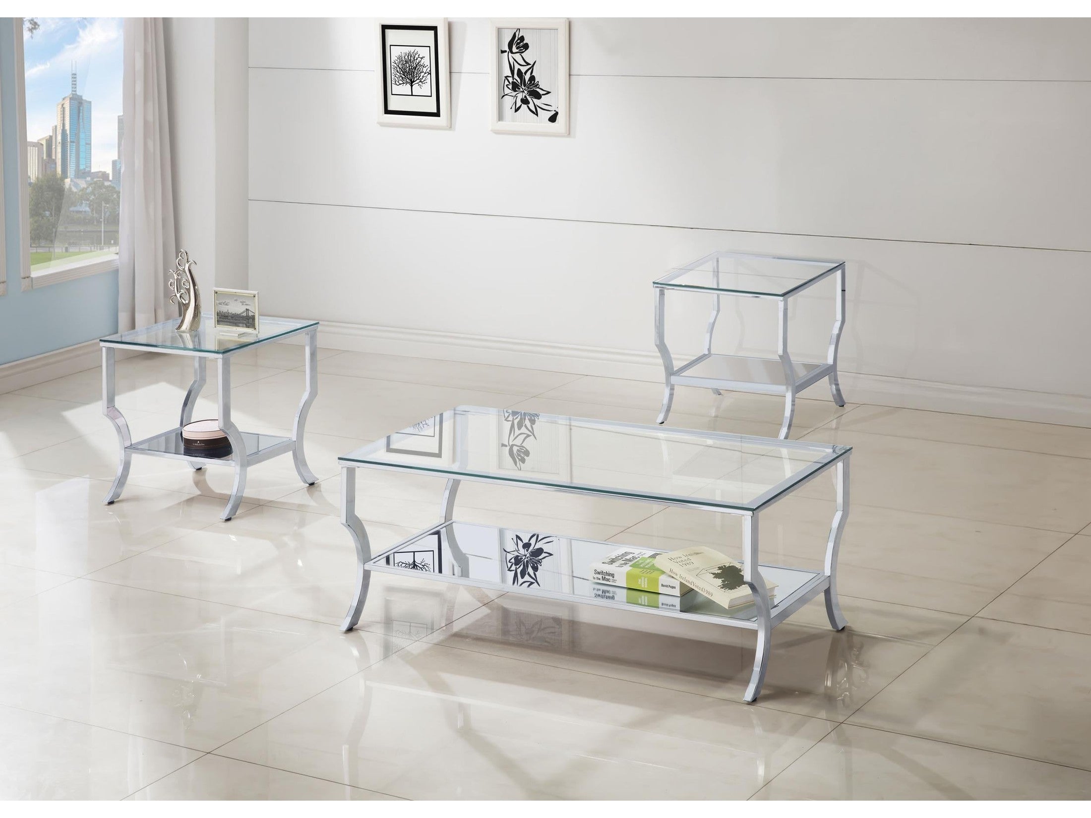 Saide Rectangular Glass Top Coffee Table Chrome