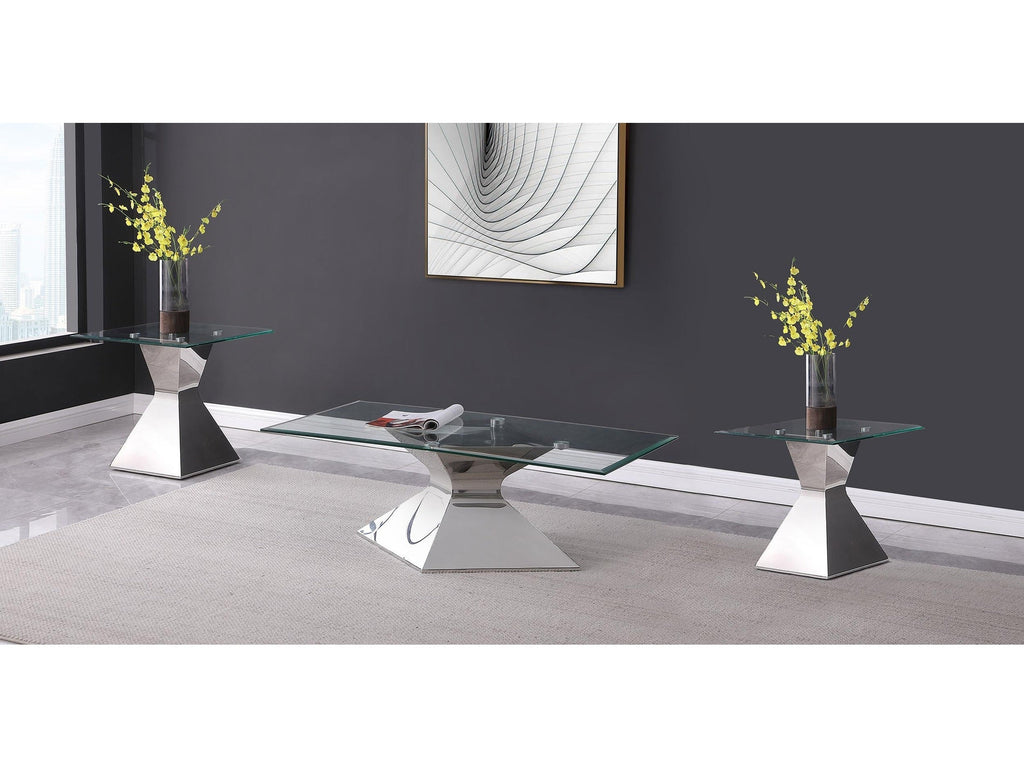 Jenny Glass Top Stainless Steel Coffee Table Chrome