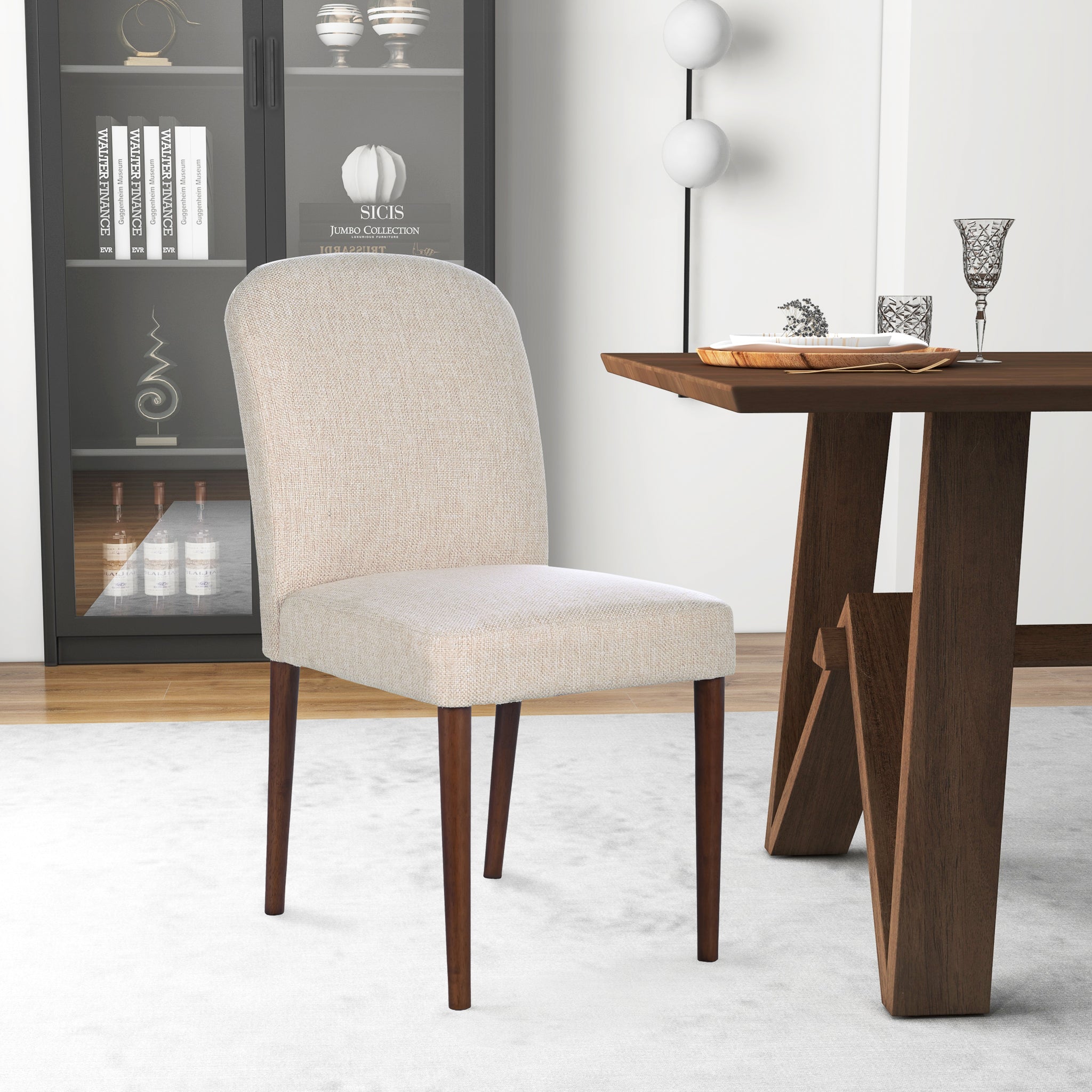 Capri Beige Fabric Dining Chair (Set Of 2)