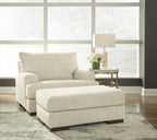Caretti parchment oversized chair and coordinating ottoman
